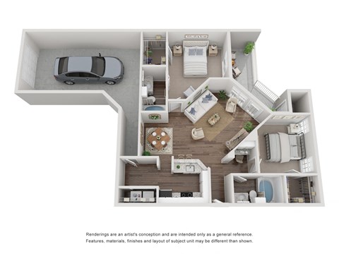 B3 G 2 Bedroom x 2 Bath + Garage 1.135 sf